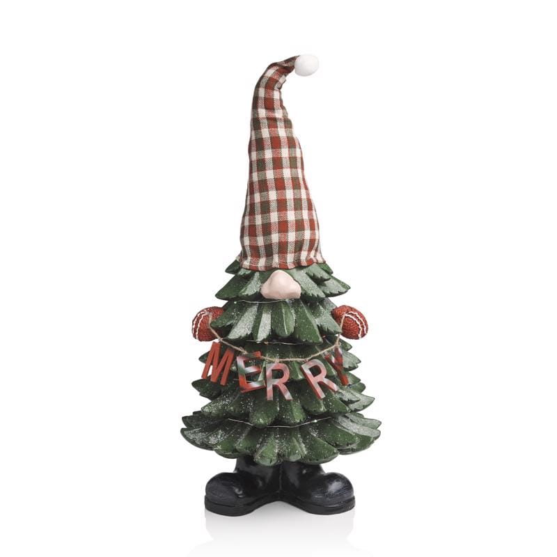 Alpine WQA1540CC LED Multicolored Gnome Christmas Merry Tree Figurine 28 in.