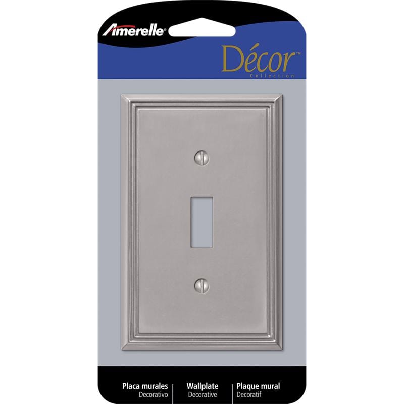 Amerelle 77TBN Metro Brushed Nickel 1 gang Die-Cast Metal Toggle Wall Plate 1 pk