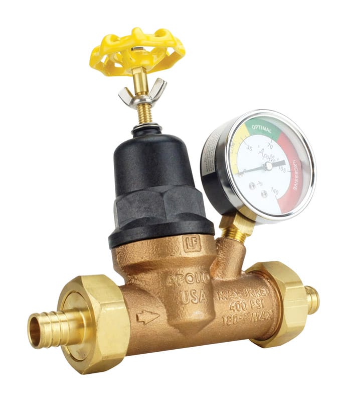 Apollo APXPRV34WG 3/4 in. Double Union Double Union PEX Bronze Water Pressure Regulator with Gauge