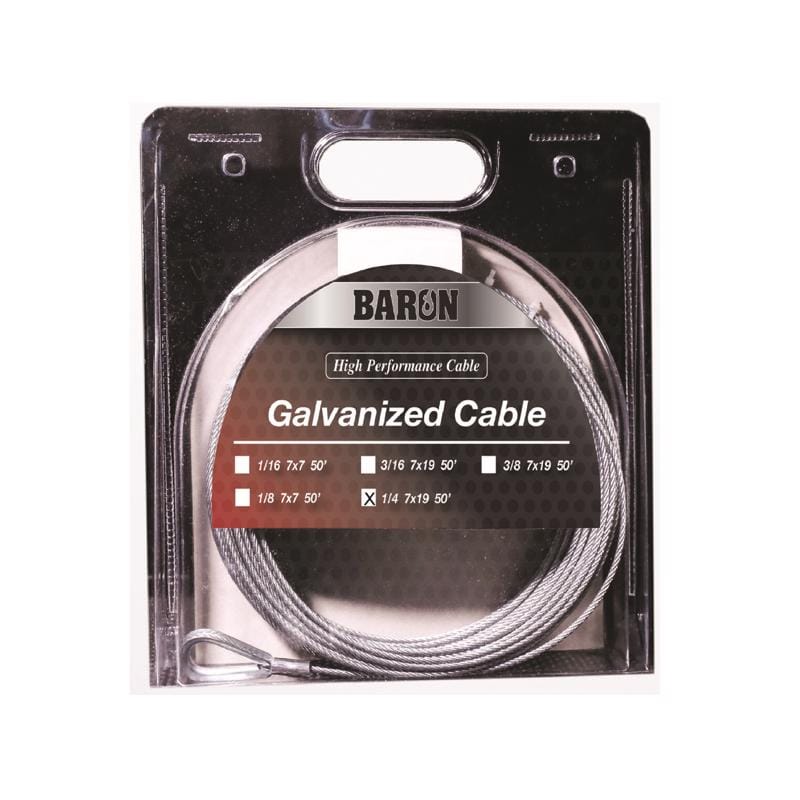 Baron 9005 1/4 in. D X 50 ft. L Galvanized Steel Aircraft Cable