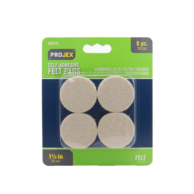 Projex P0095 Felt Self Adhesive Protective Pad White Round 1-1/2 in. W 8 pk