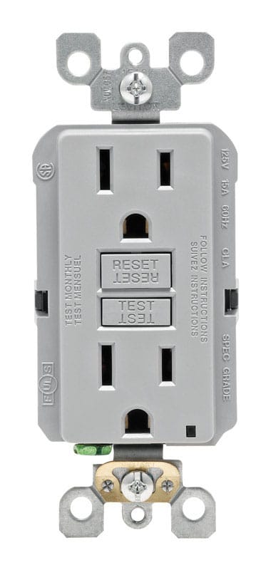Leviton GFNT1-KGY SmartlockPro 15 amps 125 V Gray GFCI Outlet 5-15R 1 pk