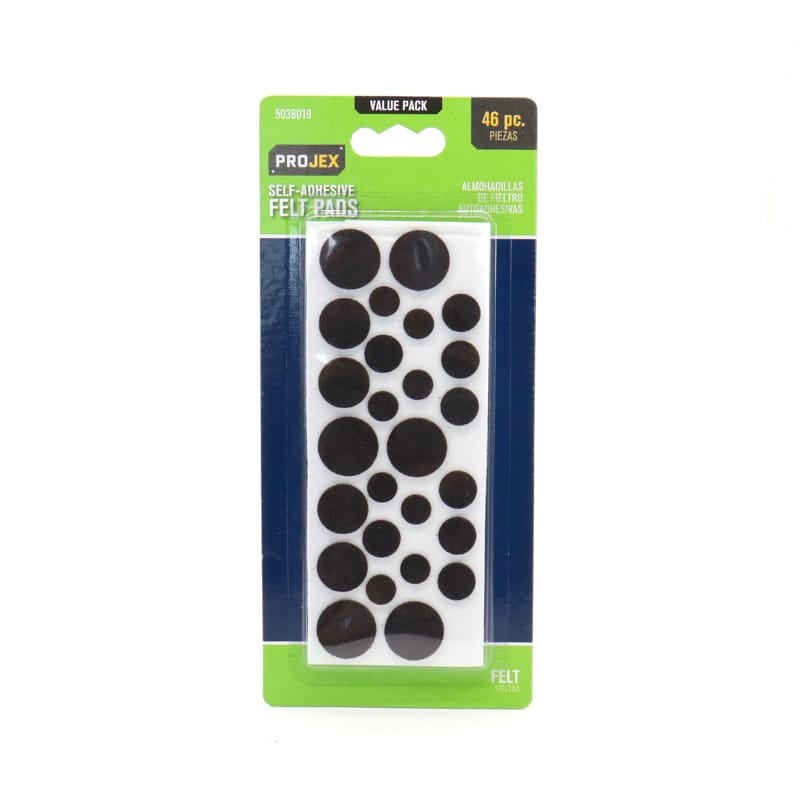 Projex P0111 Felt Self Adhesive Surface Pad Brown Round various in. W 46 pk