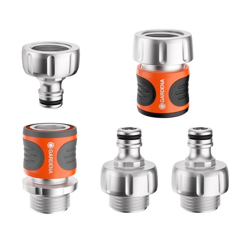 Gardena 20550-80.000.00 5/8 & 1/2 in. Metal Threaded Male/Female Quick Connector Hose Set