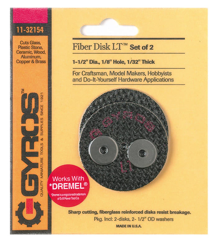 Gyros Tools 11-32154 Fiber Disk LT 1-1/2 in. D X 1/8 in. X 1/32 in. thick Fiberglass Low Tensile Strength Cut