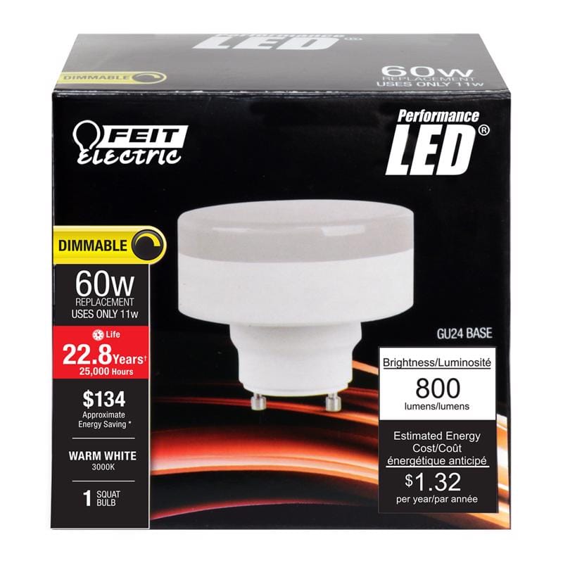 Feit PU60/830LEDGU24 Specialty GU24 LED Bulb Warm White 60 Watt Equivalence 1 pk