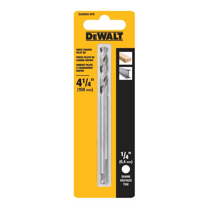 Dewalt DAH99414PB 3/8 in. 4-1/4 in. L X 1/4 in. D Hole Saw Pilot Bit