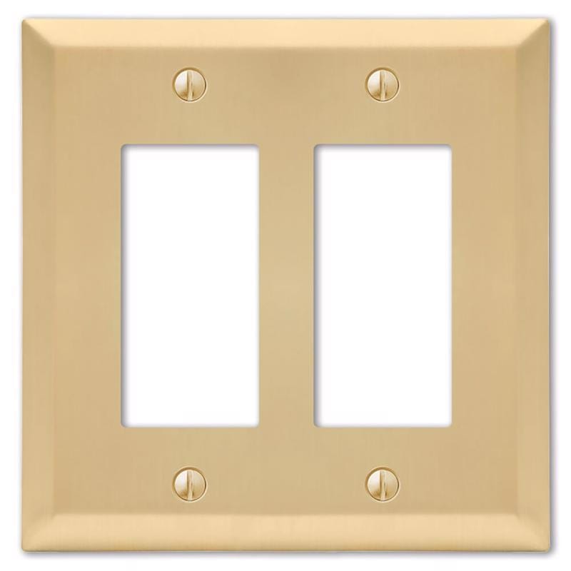 Amerelle 163RRSB Century Satin Brass 2 gang Stamped Steel Decorator Wall Plate 1 pk