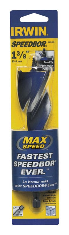 Irwin 3041020 Speedbor 1-3/8 in. X 6 in. L Carbon Steel Wood Boring Bit Quick-Change Hex Shank 1 pc