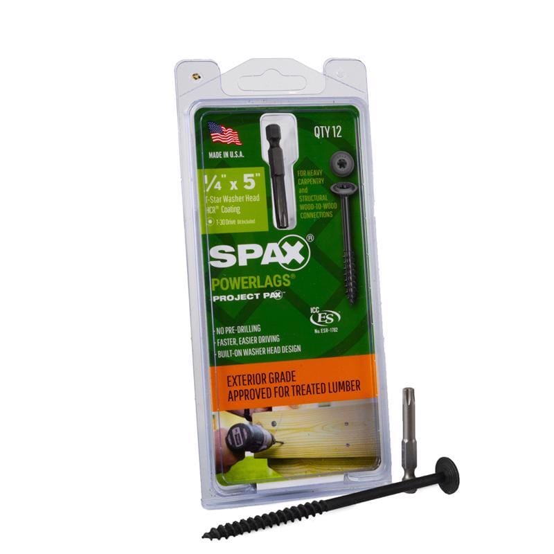 Spax 45818207012743 PowerLag 1/4 in. in. X 5 in. L T-30 Washer Head Serrated Structural Screws