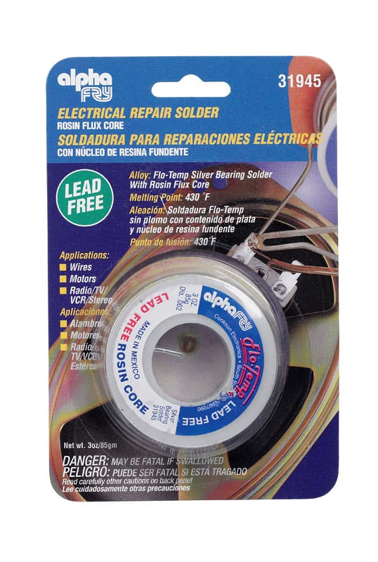 Alpha FRY 31945 3 oz Lead-Free Rosin Core Solder Wire 0.062 in. D Tin/Copper/Silver 1 pc