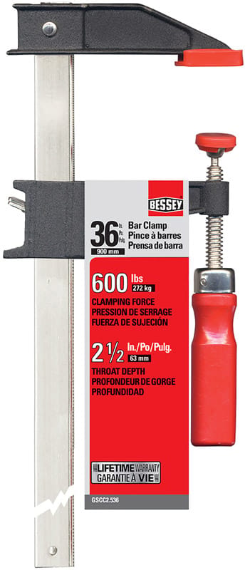 Bessey GSCC2.536 36 in. X 2-1/2 in. D Clutch Style Bar Clamp 600 lb 1 pk