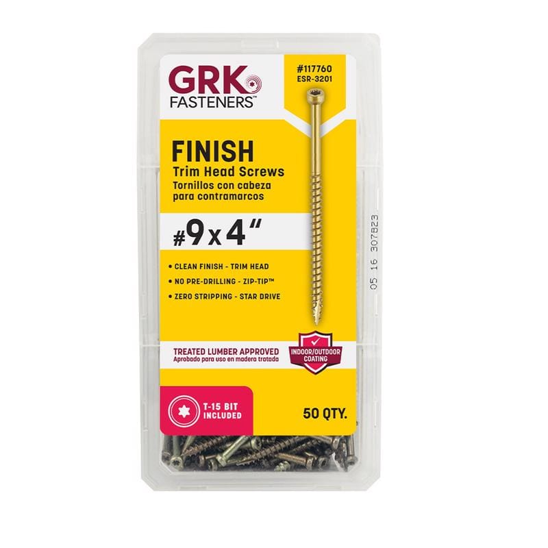 GRK Fasteners 117760 No. 9 in. X 4 in. L Star Trim Head W-Cut Trim Screws