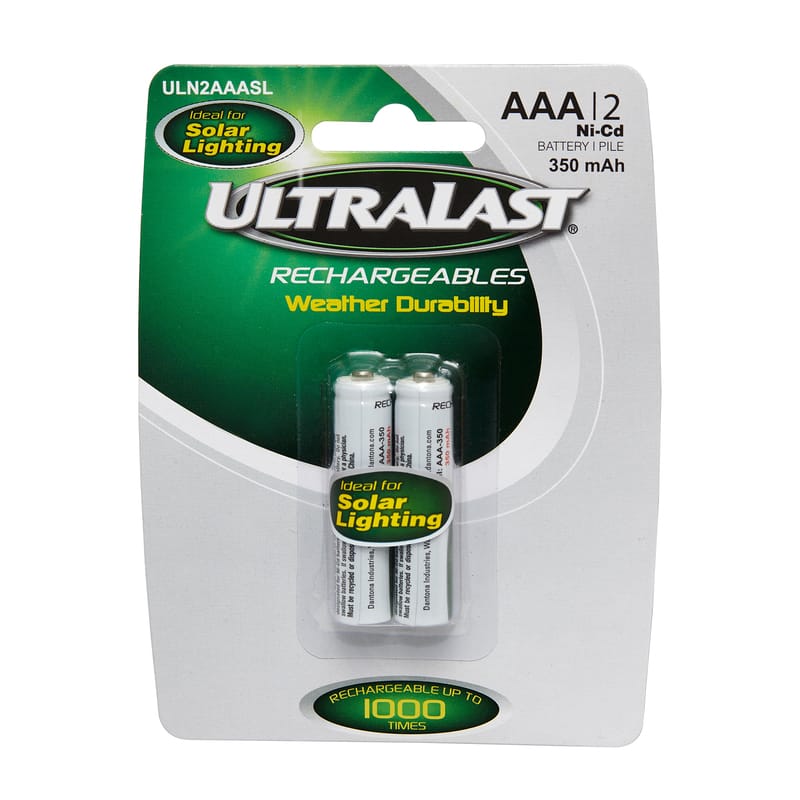 Ultralast ULN2AAASL Ni-Cad AAA 1.2 V 350 mAh Solar Rechargeable Battery 2 pk