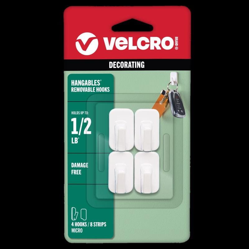 Velcro Brand VEL-30102-USA HANGables Micro Plastic Micro Hooks 4 pk