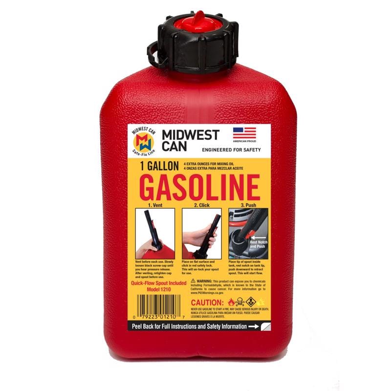 Midwest Can 1210 Quick Flow Spout HDPE Gas Can 1 gal