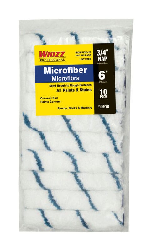 Whizz 25618 Microfiber 6 in. W X 3/4 in. Mini Paint Roller Cover 10 pk