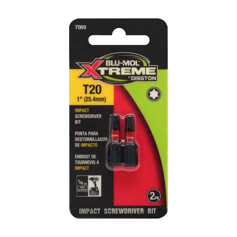Blu-Mol Xtreme E0217069 Torx 20 X 1 in. L Screwdriver Bit S2 Tool Steel 2 pc