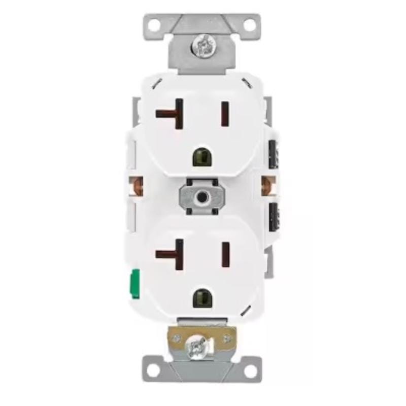 Leviton ECBR2-00W Lever Edge 20 amps 125 V White Outlet 1 pk