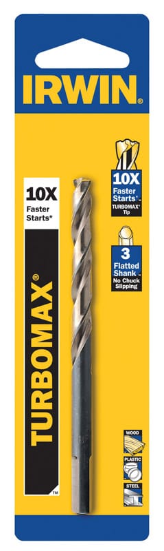 Irwin 73631 Turbomax 31/64 in. X 5-7/8 in. L High Speed Steel Drill Bit Straight Shank 1 pc