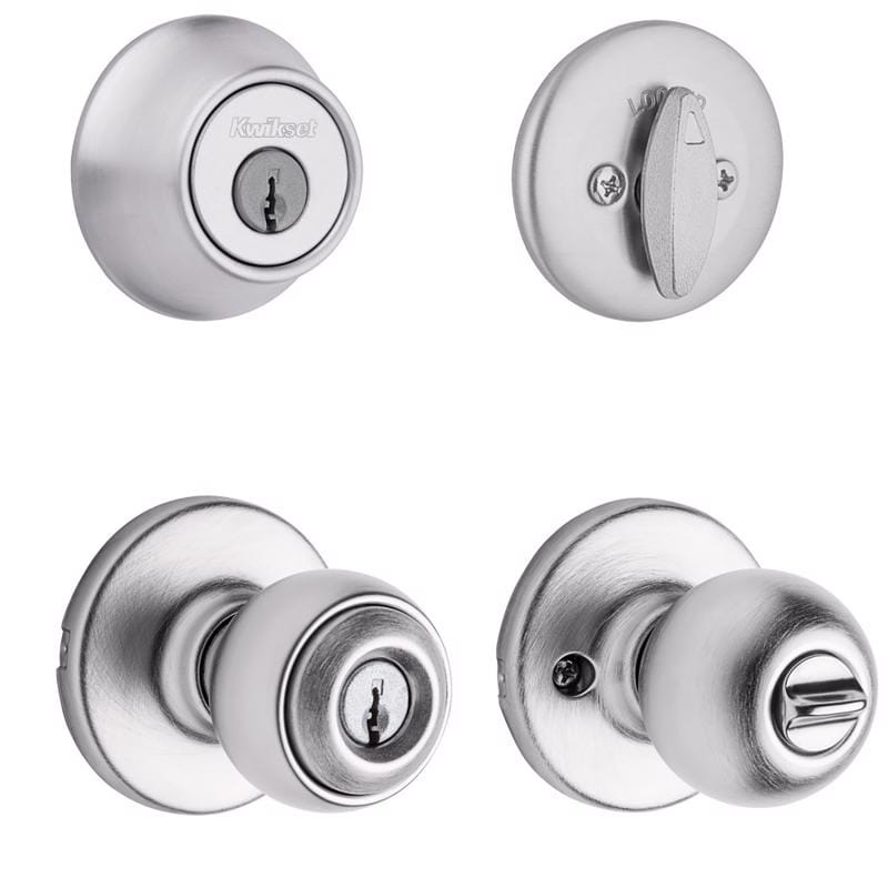 Kwikset 96900-252 Tylo Satin Chrome Deadbolt and Entry Door Knob 1-3/4 in.