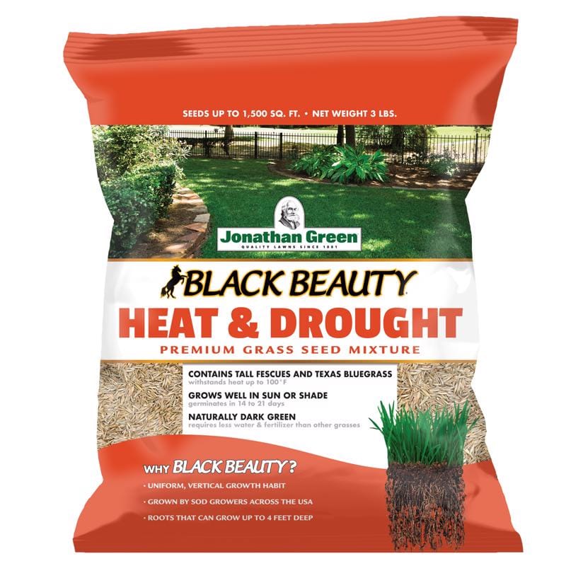 Jonathan Green 10514 Black Beauty Heat & Drought Mixed Sun or Shade Grass Seed 3 lb