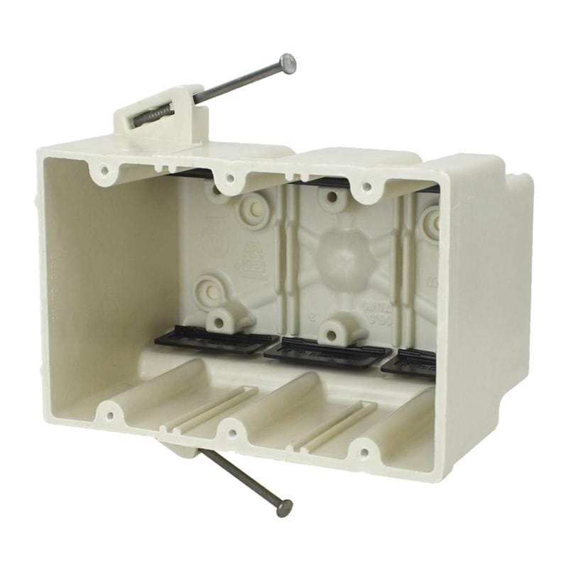 Allied Moulded R3303-NK New Work 56.5 cu in Rectangle Fiberglass 3 gang Electrical Box Off White