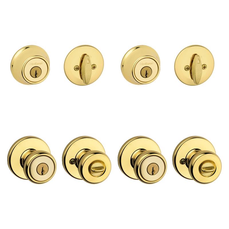 Kwikset 92430-022 Tylo Polished Brass Entry Knobs 1-3/4 in.