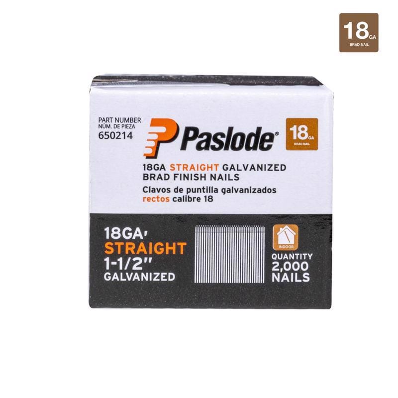 Paslode 650214 1-1/2 in. L X 18 Ga. Straight Strip Galvanized Brad Nails 2,000 pk