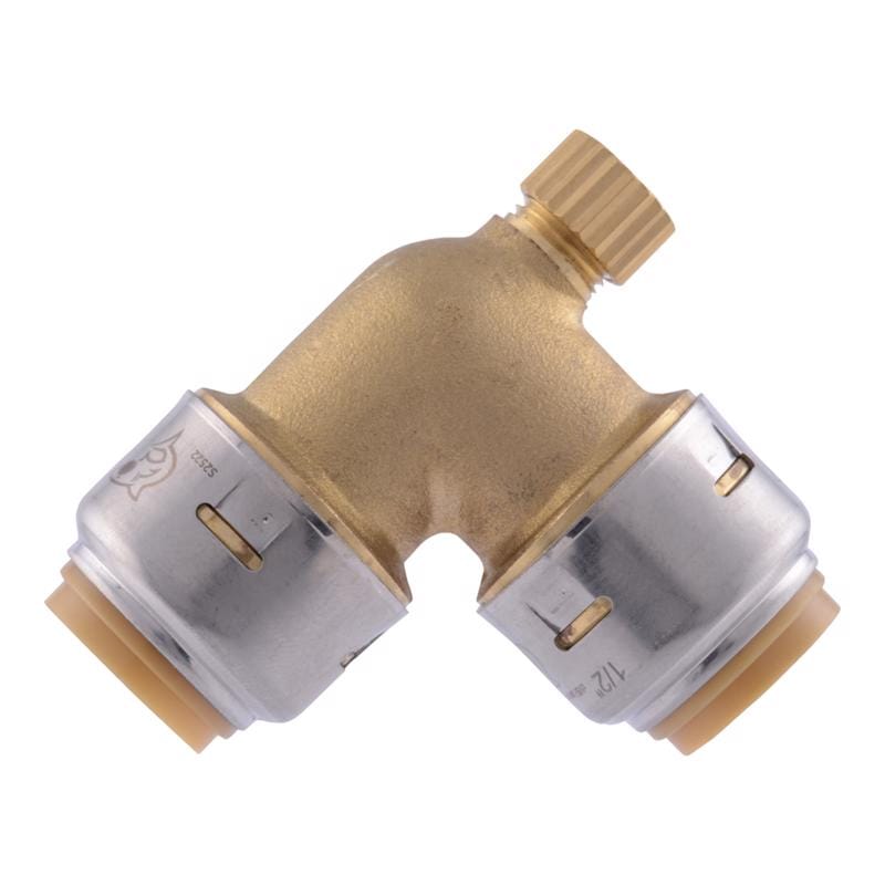 Sharkbite UR5248A 1/2 in. Push-to-Connect X 1/2 in. D Brass 90 Degree Elbow with Drain