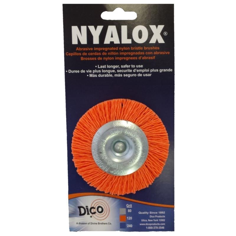 Dico 541-777-3 Nyalok 3 in. Medium Crimped Mandrel Mounted Wheel Brush Nylon 2500 rpm 1 pc