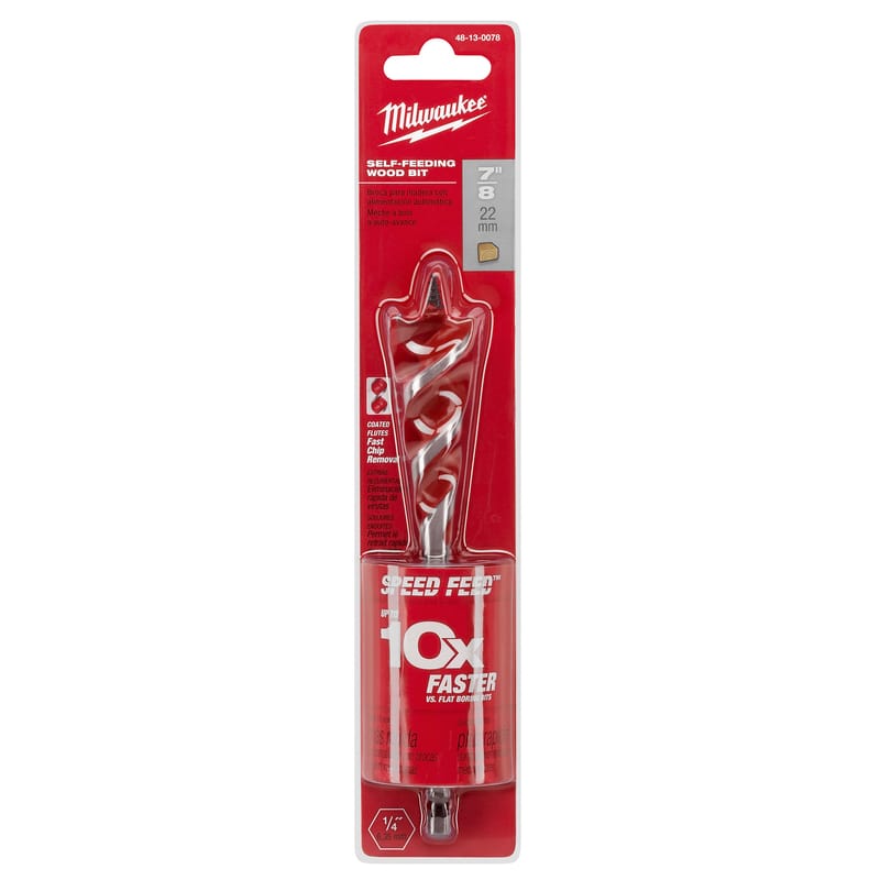 Milwaukee 48-13-0078 Speed Feed 7/8 in. X 6-1/2 in. L Steel Self-Feeding Wood Bit Quick-Change Hex Shank 1 pc