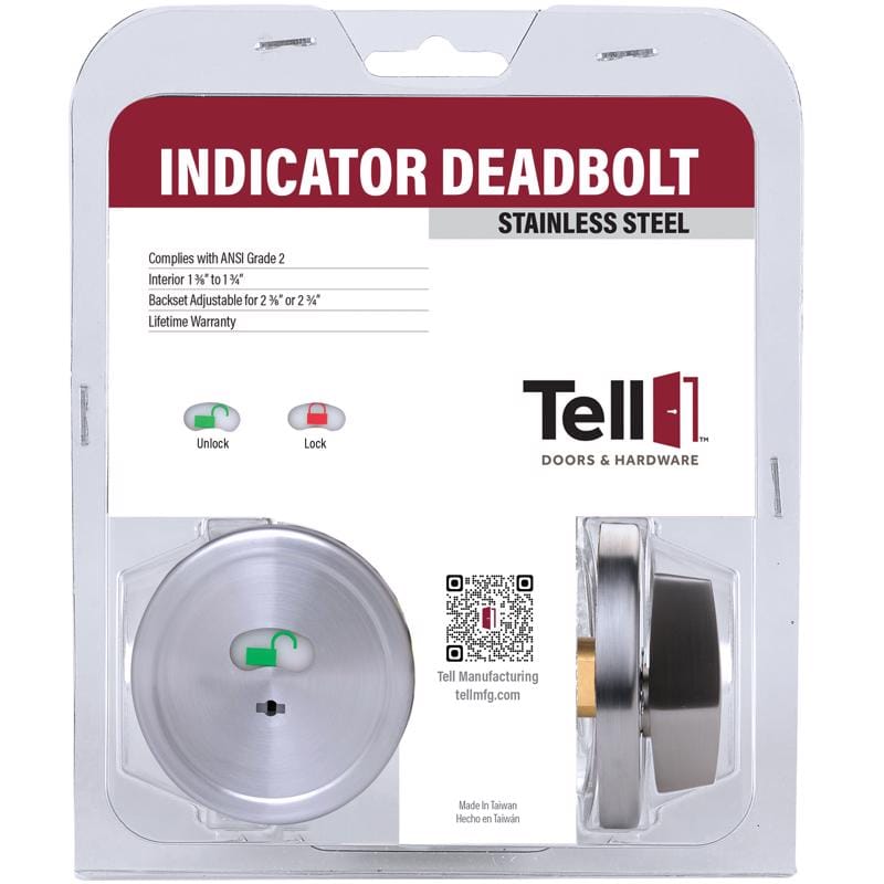 Tell Manufacturing CL103967 Tell Satin Chrome Stainless Steel Indicator Deadbolt