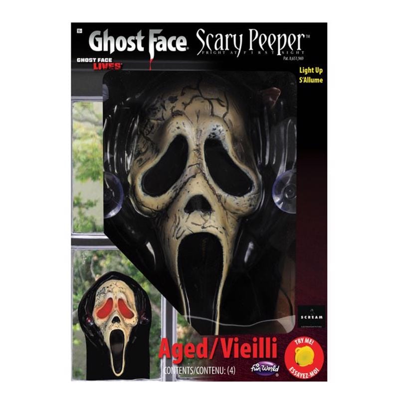 Fun World 91987AG 12 in. Ghost Face Halloween Decor