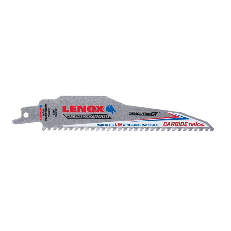 Lenox 1832118 Demolition CT 6 in. Carbide Tipped Reciprocating Saw Blade 6 TPI 1 pc