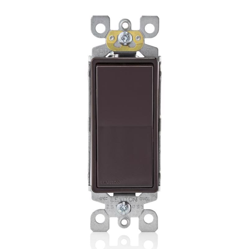 Leviton 05601-002 Decora 15 amps Single Pole Rocker AC Quiet Switch Brown 1 pk