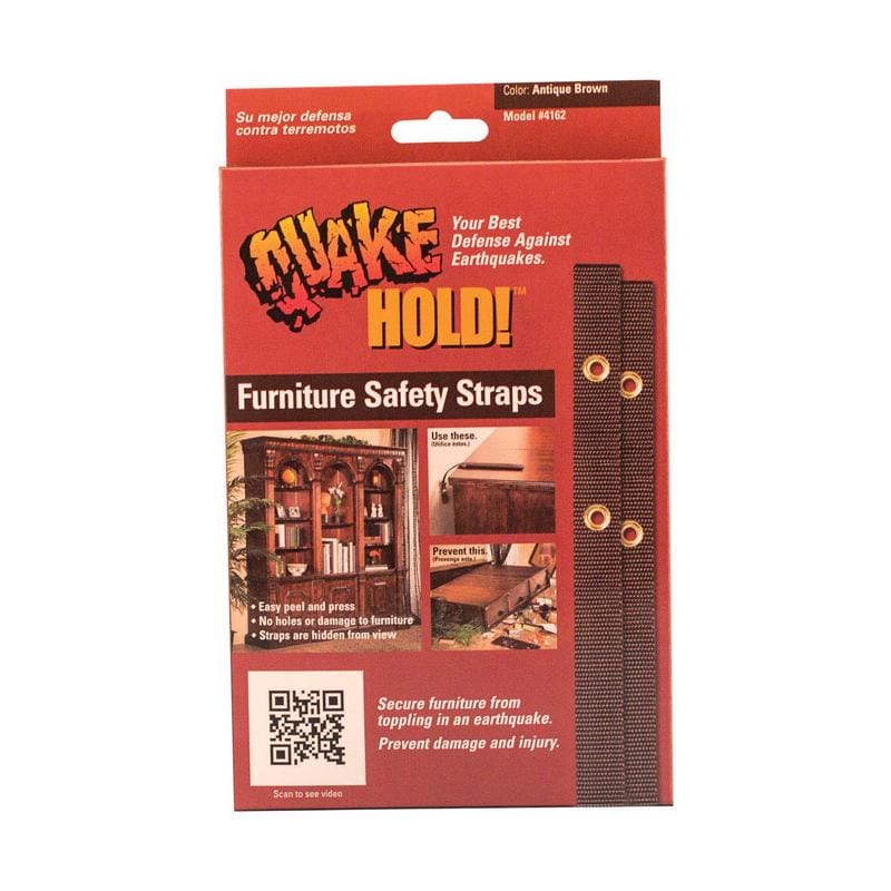 Quake Hold 4162 Ready America Nylon Self Adhesive Furniture Strap Brown Assorted 1 in. W X 15 in. L 1 pk