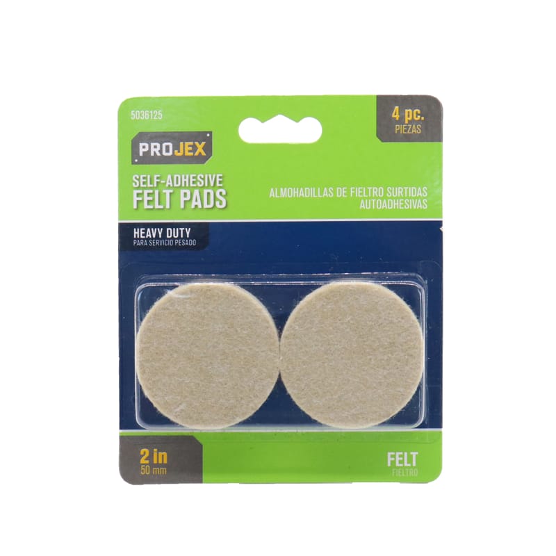 Projex P0107 Felt Self Adhesive Surface Pad Brown Round 2 in. W 4 pk