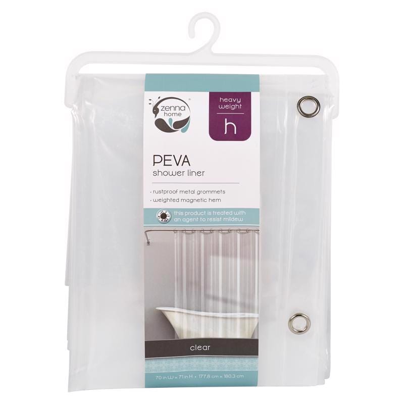 Zenna Home LPRHKKL 72 in. H X 70 in. W Clear Solid Shower Curtain Liner PEVA