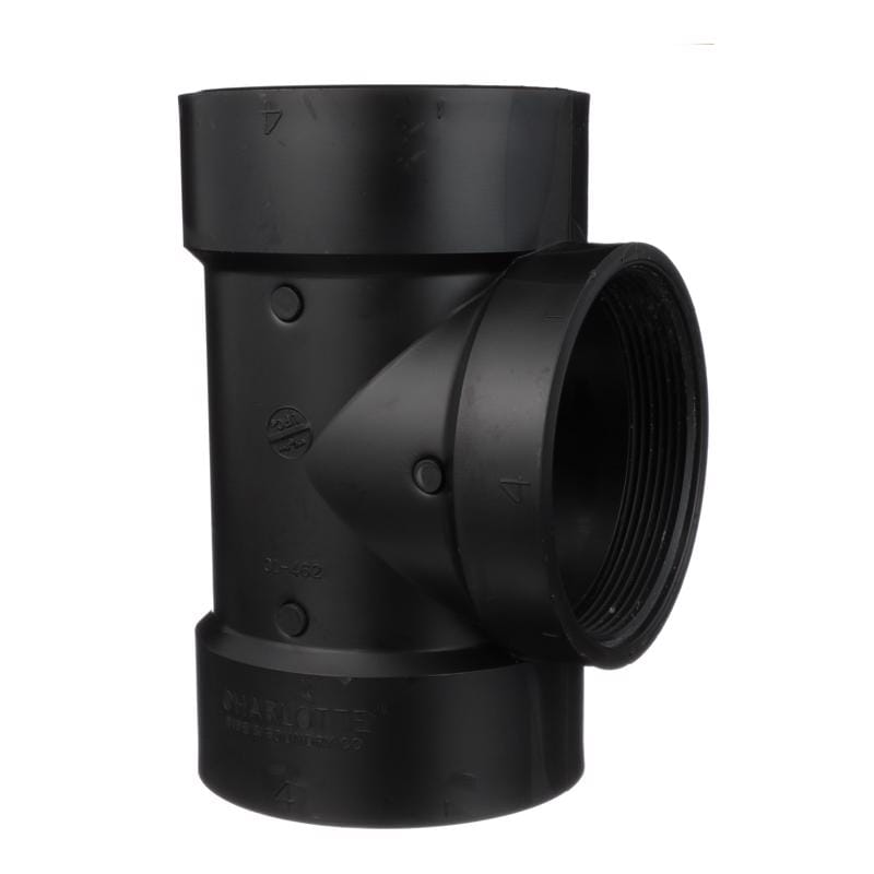 Charlotte Pipe ABS004451200HA 4 in. Hub X 4 in. D Hub ABS Flush Cleanout Tee