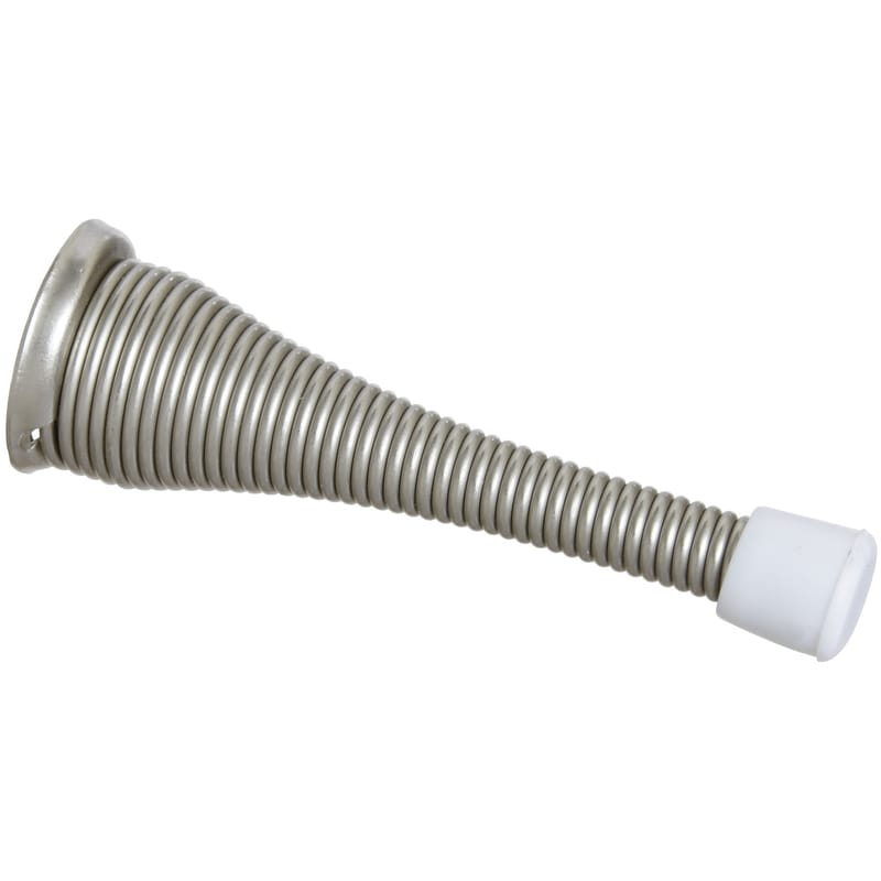 National Hardware N830-157 3 in. L Steel w/Rubber Tip Satin Nickel Silver Spring Door Stop Mounts to door .7