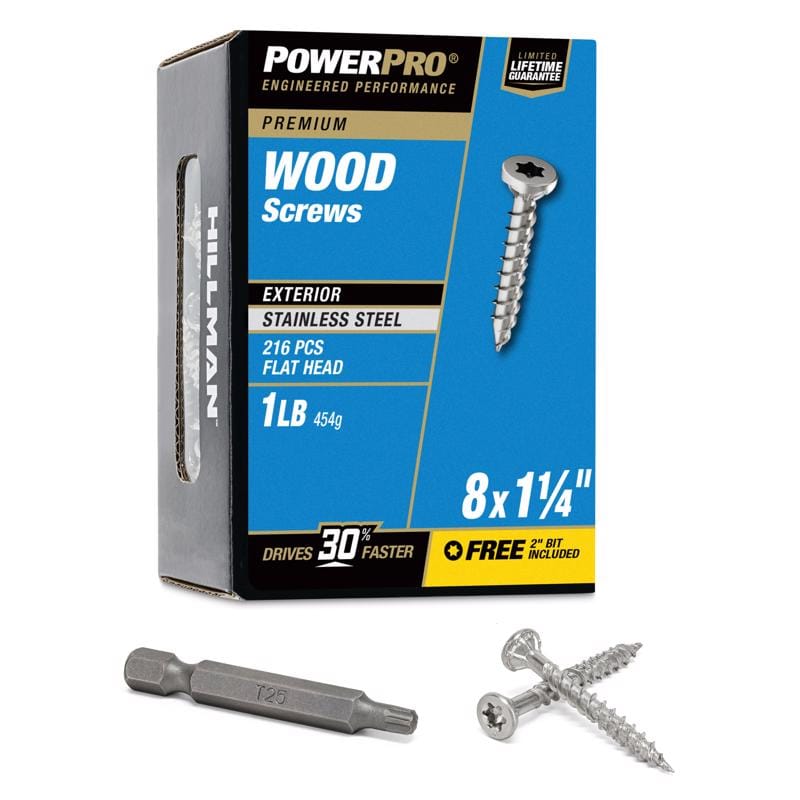 Hillman 48619V4 Power Pro No. 8 Ga. X 1-1/4 in. L Stainless Steel Star Flat Head Exterior Deck Screws 1 lb 2