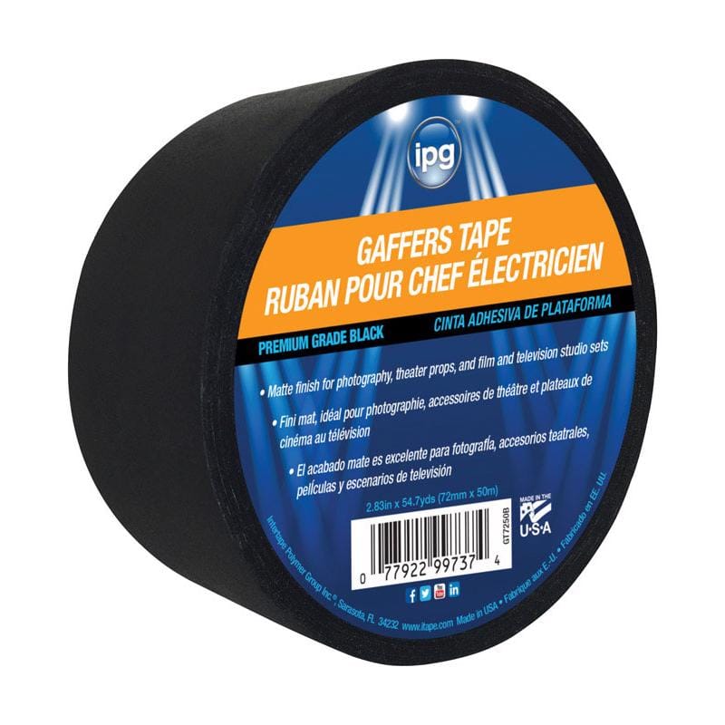Ipg GT7250B 2.83 in. W X 54.7 L Black Gaffer's Tape