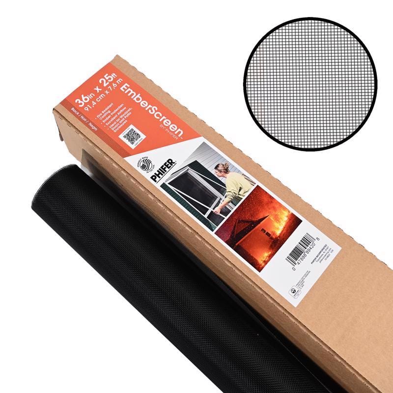 Phifer Wire 3050999 EmberScreen 36 in. W X 25 ft. L Black Stainless Steel Vent Screen
