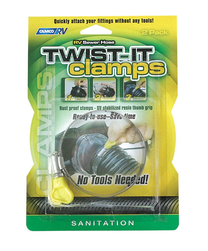 Camco 39553 Sewer Hose Twist-It Clamps 2 pk