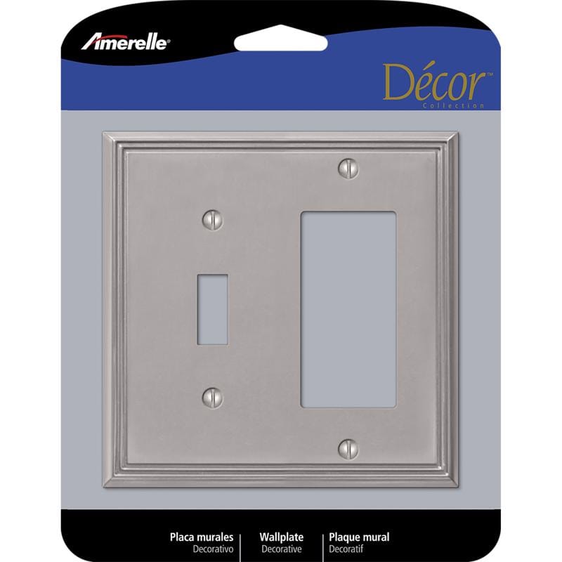 Amerelle 77TRBN Metro Gray 2 gang Die-Cast Metal Toggle Wall Plate 1 pk