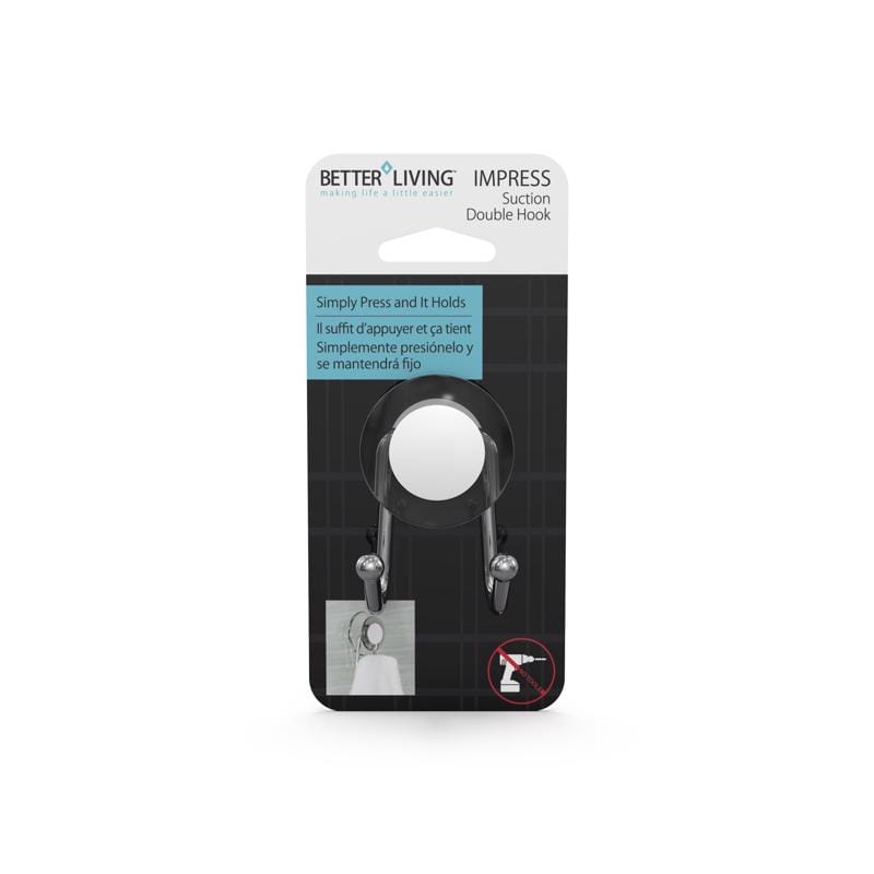 Better Living 13874 Impress 3 in. H X 2.25 in. W X 2 in. L Gray Double Suction Hook