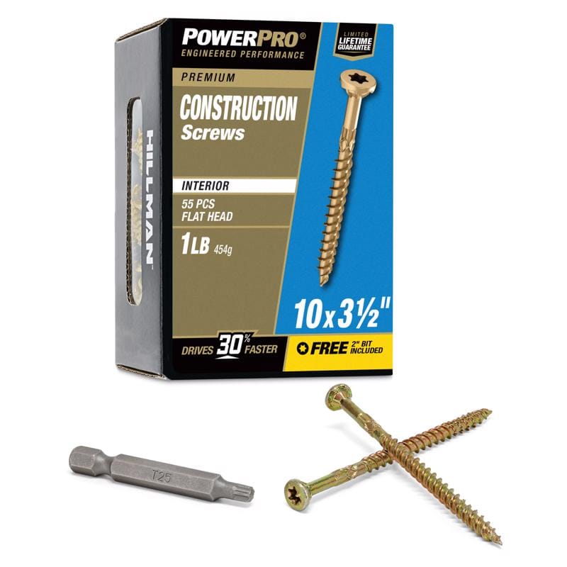 Hillman 48585V4 Power Pro No. 10 X 3-1/2 in. L Star Coarse Wood Screws 55 pk