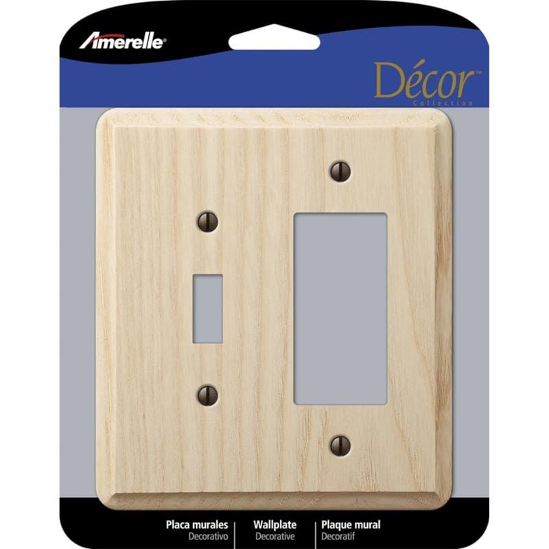 Amerelle 401TR Contemporary Unfinished Beige 2 gang Wood Decorator/Toggle Wall Plate 1 pk