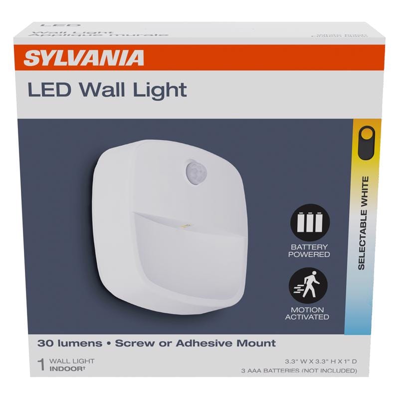 Sylvania 66944 Motion-Sensing Battery Powered LED White Security Wall Light